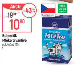 Mléko trvanlivé Bohemilk - 1,5% polotučné