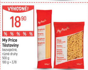 Těstoviny bezvaječné My Price