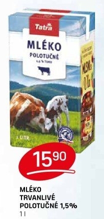 Mléko trvanlivé Tatra - 1,5% polotučné