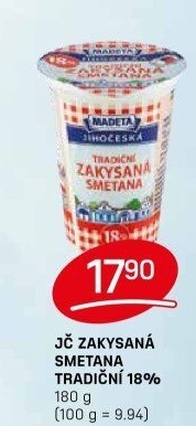 Smetana zakysaná Jihočeská Madeta 18%