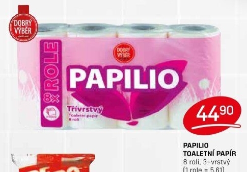 Toaletní papír 3vrstvý Papilio Dobrý Výběr