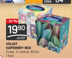 Papírové kapesníčky 3vrstvé Velvet - box