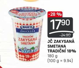 Smetana zakysaná Jihočeská Madeta 18%
