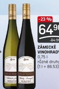 Vína Zámecké Vinohrady Vinný sklep Sovín