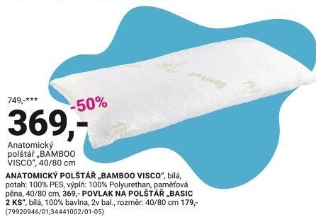 ANATOMICKÝ POLŠTÁŘ „BAMBOO VISCO“