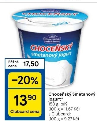 Bílý jogurt smetanový Choceňský