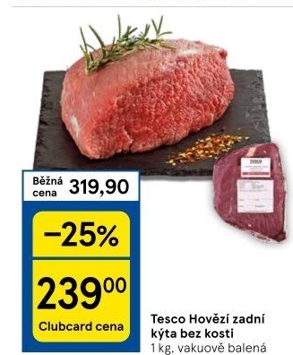 Hovězí kýta zadní bez kosti Tesco