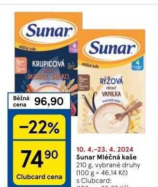 Kaše mléčná Sunar
