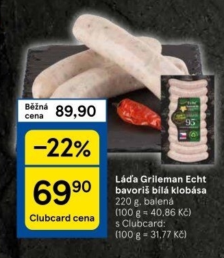 Klobásy Echt Bavoriš Láďa Grileman Kostelecké uzeniny