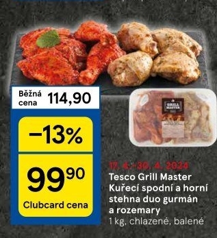 Marinovaná kuřecí stehna Gurmán a Rozemary Grill Master Tesco