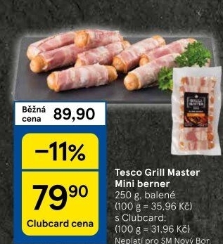 Miniberner se slaninou Grill Master Tesco
