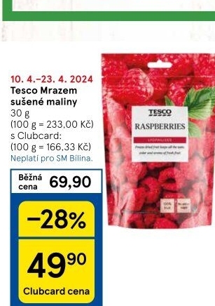 Mrazem sušené maliny Tesco