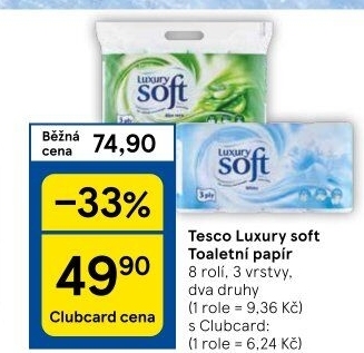 Toaletní papír 3vrstvý Luxury Tesco