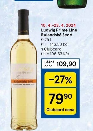Víno Rulandské šedé Prime Line Vinařství Ludwig
