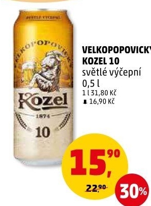 Pivo světlé výčepní 10°Velkopopovický Kozel
