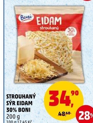 Sýr Eidam 30% strouhaný Boni