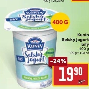 Bílý jogurt selský Mlékárna Kunín