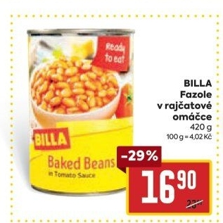 Fazole bílé v rajčatové omáčce Billa