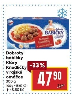 Knedlíčky masové v rajské omáčce mražené Dobroty babičky Kláry