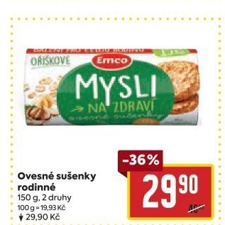 Ovesné sušenky Mysli na zdraví Emco