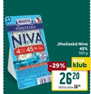 Sýr Niva Jihočeská 45% Madeta