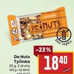 Tyčinka DeNuts bez lepku Nutrend
