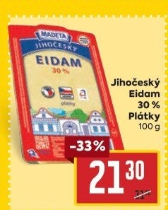 Sýr Eidam Jihočeský 30% Madeta