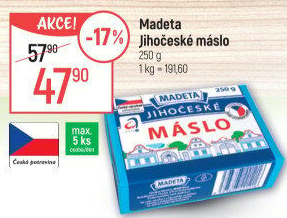 Máslo Jihočeské Madeta