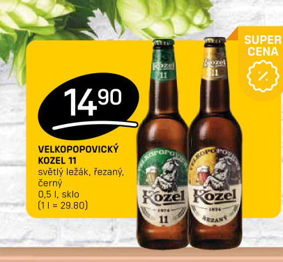 Pivo světlý ležák 11° Medium Velkopopovický Kozel