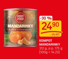 Kompot mandarinky Dobrý Výběr