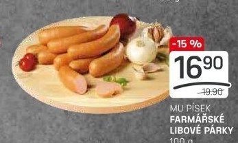 Párky farmářské libové Maso uzeniny Písek