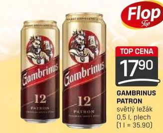 Pivo světlý ležák 12° Patron Gambrinus