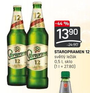 Pivo světlý ležák 12° Staropramen