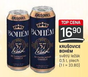 Pivo světlý ležák Bohém Krušovice