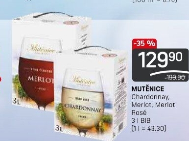 Víno Chardonnay Vinařství Mutěnice - bag in box