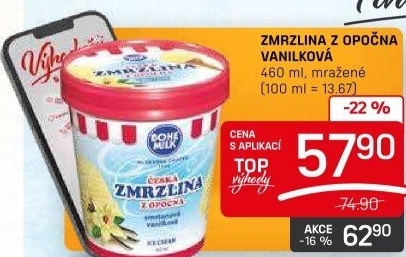 Zmrzlina v kelímku Česká zmrzlina z Opočna Bohemilk