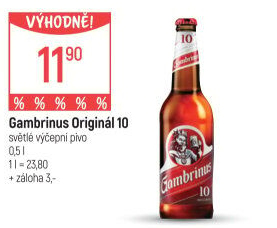 Pivo světlé výčepní Originál 10° Gambrinus