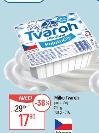 Tvaroh polotučný z Poděbrad Milko