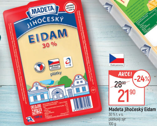 Sýr Eidam Jihočeský 30% Madeta