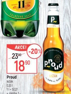 Pivo světlý ležák Proud
