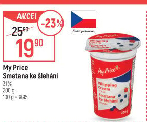 Smetana ke šlehání 31% My Price