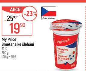Smetana ke šlehání 31% My Price