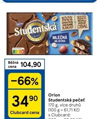 Čokoláda Studentská pečeť Orion