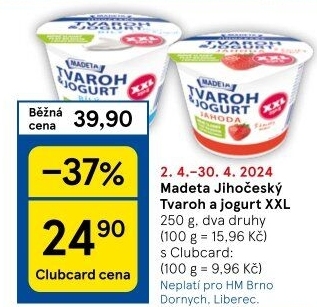 Dezert tvaroh s jogurtem bílý jihočeský Madeta