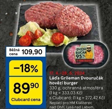 Hovězí burger dvouručák Láďa Grileman Kostelecké uzeniny