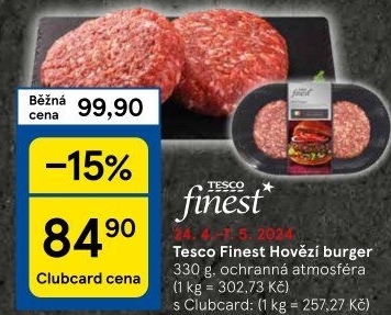 Hovězí hamburger Tesco Finest