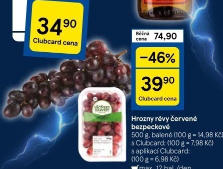 Hrozny červené bezsemenné The Grower'
