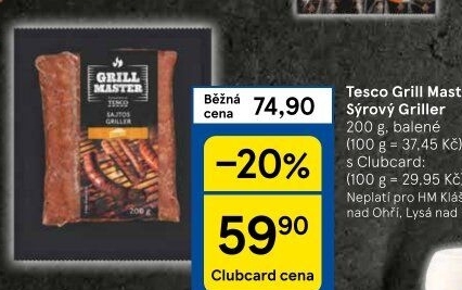 Klobásy Griller Grill Master Tesco