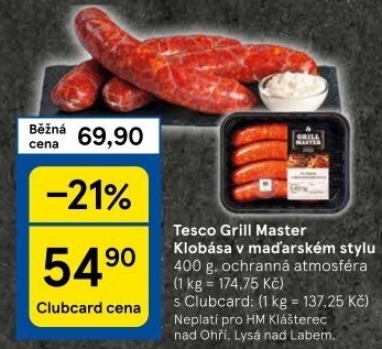Klobásy maďarské Grill Master Tesco
