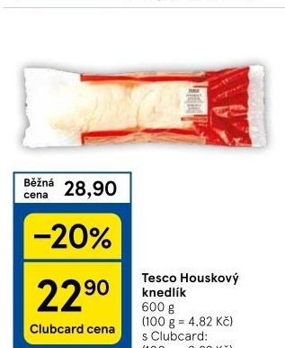 Knedlík houskový Tesco
